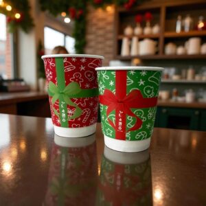 Compostable Christmas Festive Coffee Cups from Natures Cup